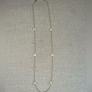 Kate Spade Long Gold and White Flower Necklace
